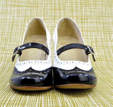 The Penny Black And White Patent Leather Mary Jane Vintage Retro