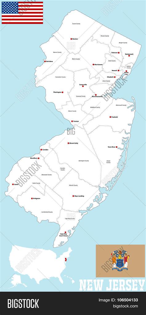 New Jersey County Map Vector And Photo Free Trial Bigstock