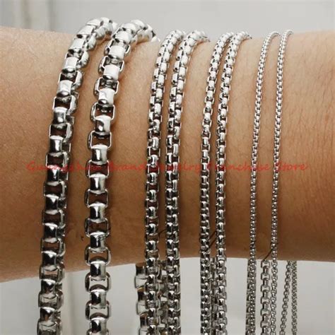 fashion 1mm 2mm 3mm 4mm 5mm 7mm 316l stainless steel silver box rolo aberdeen chain necklace men