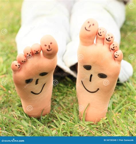 Smileys On Toes And Soles Stock Photo Image Of Feet 34730348