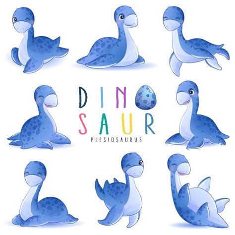 Cartoon Dinosaurs With Different Poses And Expressions For The Game