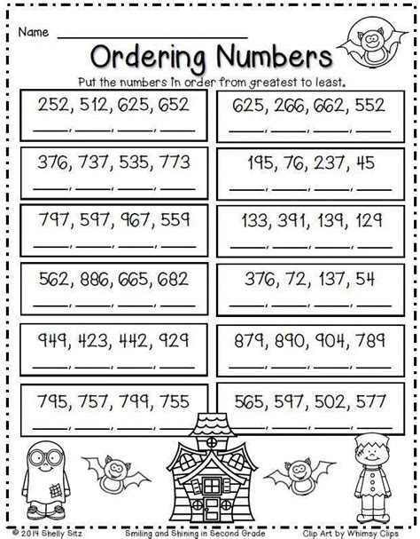Halloween Math For Second Grade Ordering Numbers Free Math For