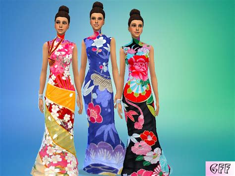 The Sims Resource Colorful Kimono Set By Goforfink • Sims 4 Downloads