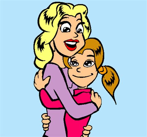 Dibujo De Madre E Hija Abrazadas Pintado Por Ester En El
