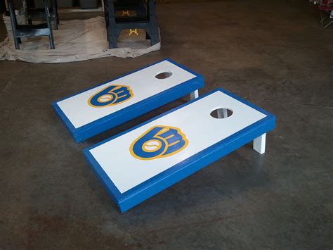 Hand Painted Milwaukee Brewers Cornhole Boards 2 175 My Projects