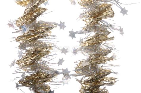 Golden Garland With Stars On White Background Stock Image Image Of