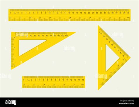 Set Of Different Type Of Ruler Yellow Ruler With Measure In