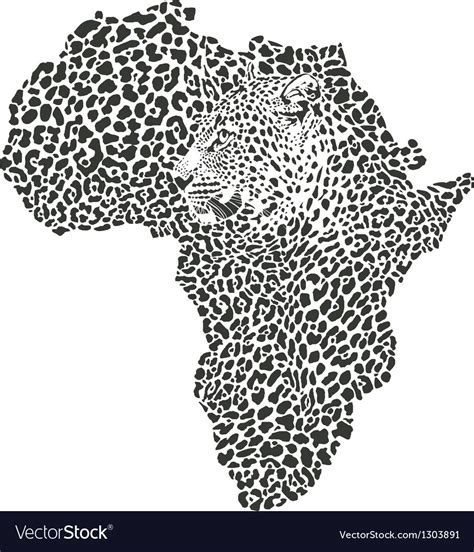 Leopard Skin And Head In Silhouette Africa Vector Image
