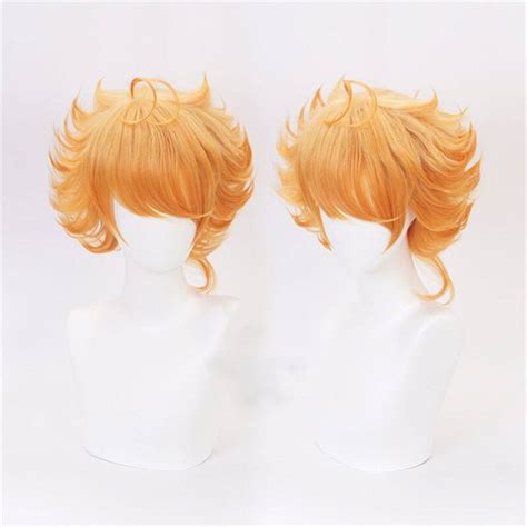 Anime The Promised Neverland Emma Wig Short Golden Gradient Dark Yellow Hair Cosplay Wigs And Cap