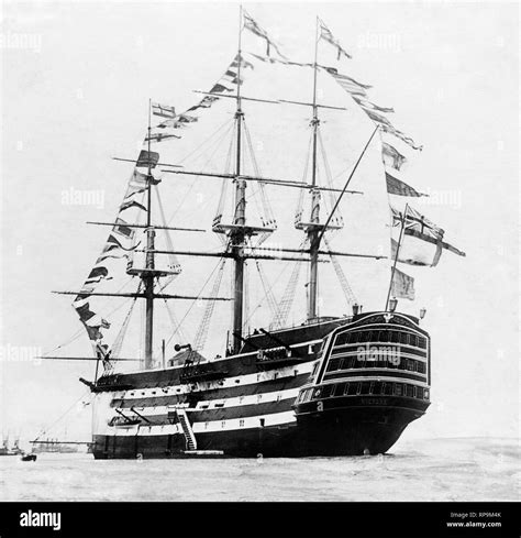 Hms Victory At Sea Black And White Stock Photos And Images Alamy