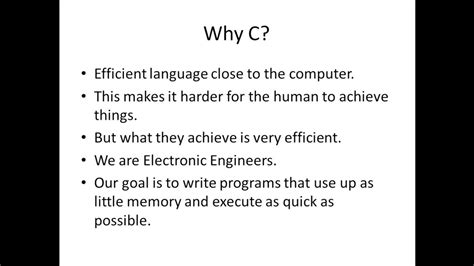 C Programming 101 Why Program In C Youtube
