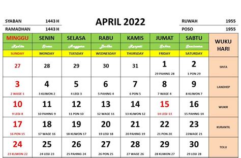 Calender April Indonesia 2024 Calendar 2024 All Holidays