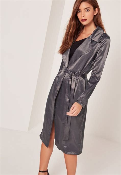 Missguided Satin Duster Coat Grey Satin Duster Coat Satin Duster Clothes Design