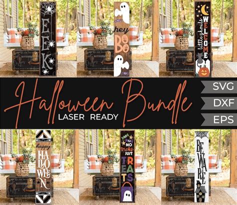 Halloween Welcome Sign Bundle Halloween Porch Sign Halloween Etsy