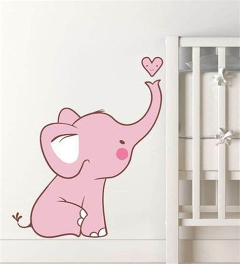 Buy Cute Pink Baby Elephant Wall Sticker By Print Mantras Online Wall