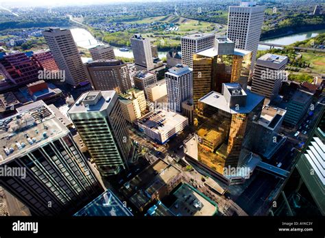 Aerial View Of Downtown Edmonton Alberta Canada Stock Photo Alamy
