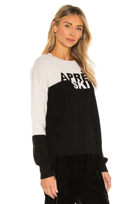 360cashmere Apres Ski Pullover Crew Cashmere Sweater In Chalk And Black