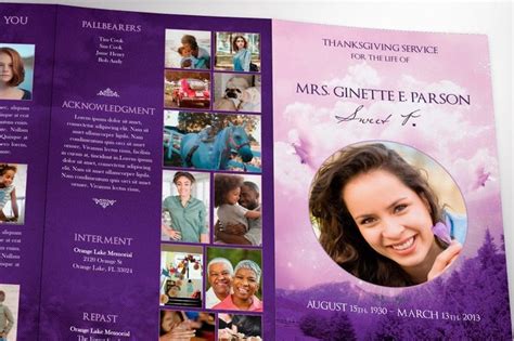 Purple Sky Tabloid Trifold Funeral Program Template For Word Etsy Uk