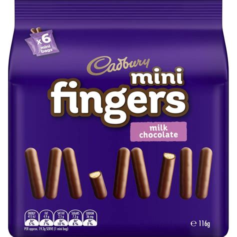 Buy Cadbury Mini Fingers Mini Bags 6 Pack 116g Online Worldwide Delivery Australian Food Shop