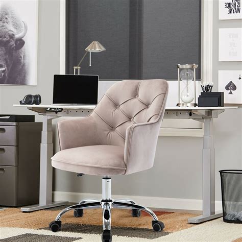 A deep, flexible contour in the back of the chair supports the natural shape of the spine and helps minimize tension. House of Hampton® Home Office Chair Computer Ergonomic Velvet Task Chair Adjustable Desk Chair ...