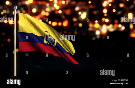 Ecuador National Flag City Light Night Bokeh Loop Animation 4k Ultra