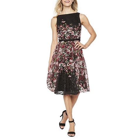 Danny And Nicole Sleeveless Lace Floral Fit And Flare Dress Dresses