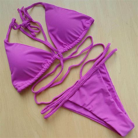 10 S Braided Strap Padded String Bikini Sexy Women Swimwear Female Two