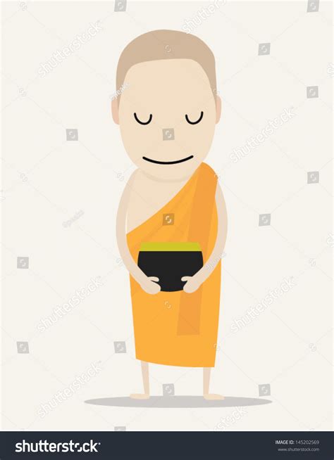 Buddhist Monk Cartoon Collection Stock Vector Royalty Free 145202569