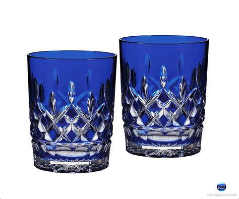 Waterford Lismore Cobalt Double Old Fashioned Pair