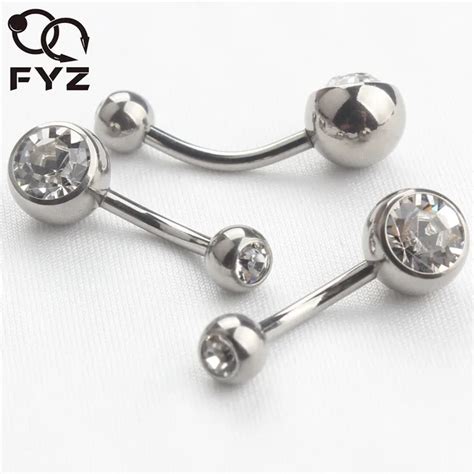 G23 Titanium Belly Button Rings 14G Double Gems Navel Bars Belly Rings