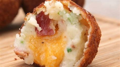 Dip potato balls in egg, then in crumb mixture, patting to help coating adhere. Loaded Cheese Stuffed Mashed Potato Balls Recipe