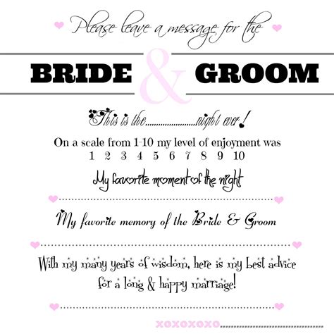 Message Cards To The Bride And Groom For Wedding Pdf Digital