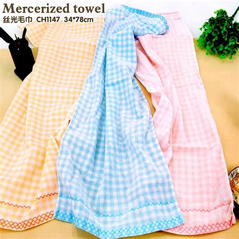 Mercerized Towel Thin Cotton Face Towel 34x78cm Solid Color Face Towels
