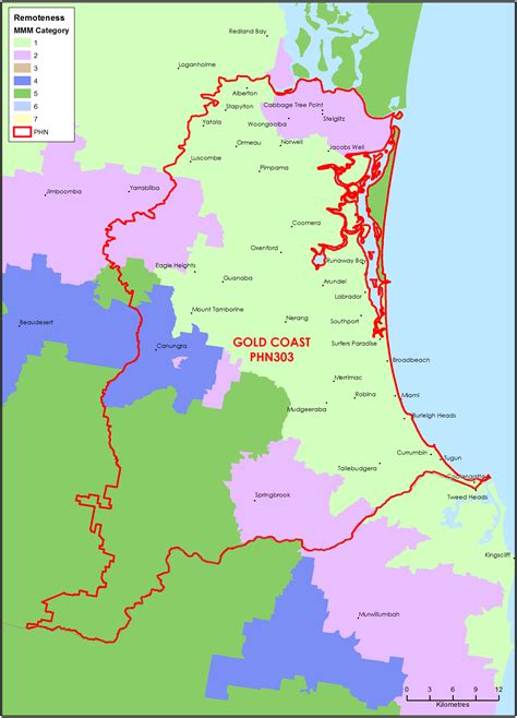 Gold Coast Qld Primary Health Network Phn Map Modified Monash Model Mmm Remoteness Area