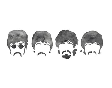 Beatles Faces Watercolor Print The Beatles Silhouette Etsy