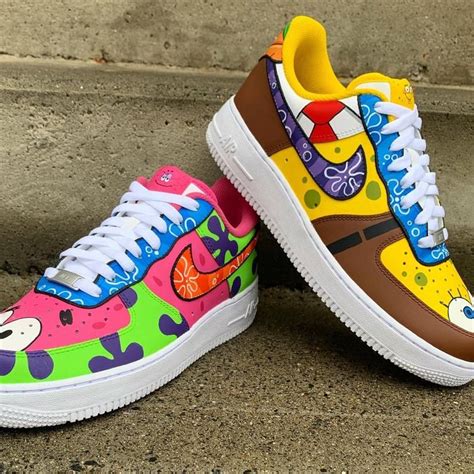 Hand Painted Custom Spongebob And Patrick Air Force 1s Version Etsy