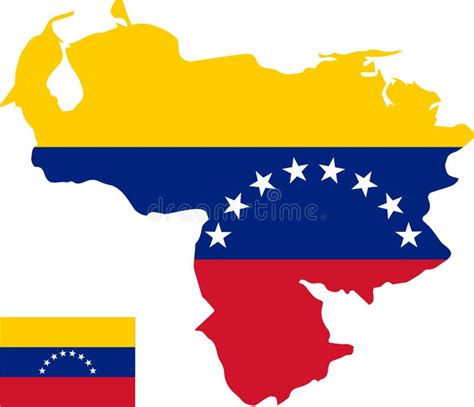 Vector Map Of Venezuela With Flag Isolated White Background Stock