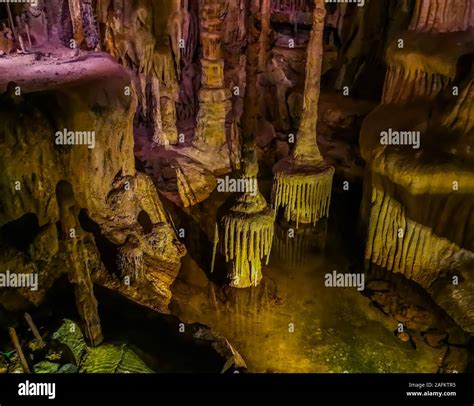 Beautiful Drip Cave Scenery Water Lake Underground Nature Background