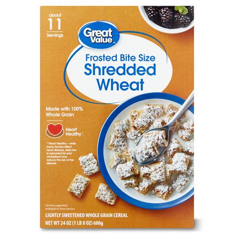 Great Value Frosted Bite Size Shredded Wheat Cereal 24 Oz