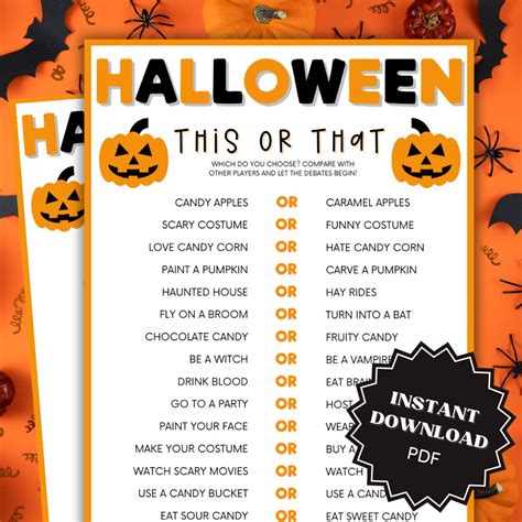 This Or That Halloween Game Printable Halloween Games Halloween