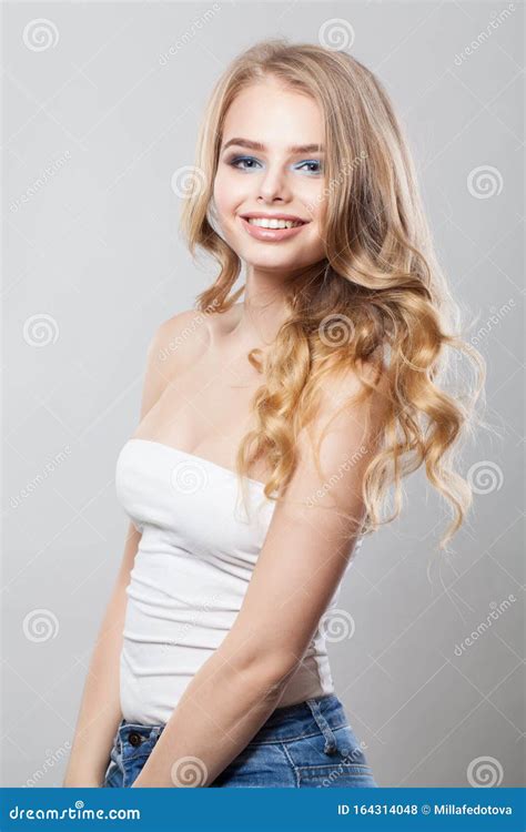 Attractive Woman Smiling Pretty Girl With Cute Friendly Smile Stock