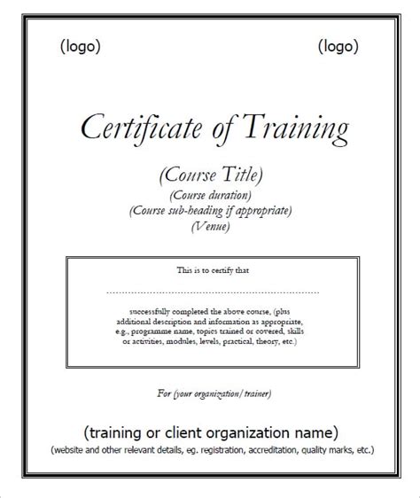 Operator's training course on the following equipment: 6+ Training Certificate Templates - Word Excel PDF Templates