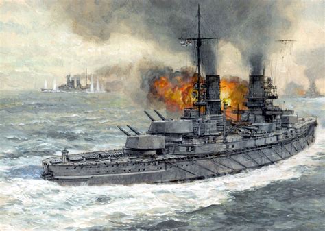Sms Kaiser Battling Hms Warspite At Jutland Battleship Naval History