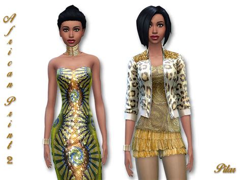 African Print 2 Dresses By Pilar Sims 4 Female Clothes