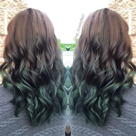 Brown To Green Ombre Green Hair Ombre Light Brown Hair