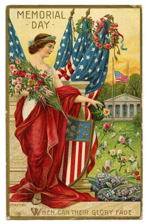 Vintage Memorial Day Image Lady Liberty Postcard The Graphics Fairy