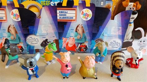 2016 sing movie singing toys complete set in happy meal mcdonalds europe unboxing youtube