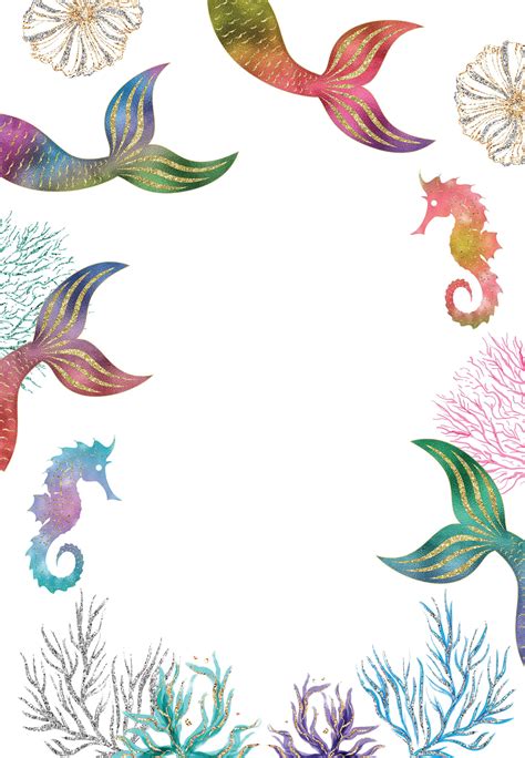 Glitter Mermaid Tail Birthday Invitation Template Free Greetings