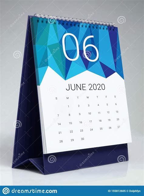 Simple Desk Calendar 2020 June Stock Image Image Of Standing Table