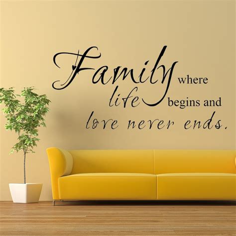 Ziheng custom family name quotes vinyl wall art decal decor living room bedroom removable personalized names wall sticker. Family Where Life Begins Love Never Ends Family Wall Decal ...